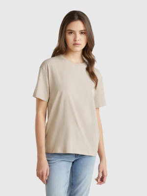 Benetton, Short Sleeve 100% Cotton T-shirt, size XXS, Beige, Women United Colors of Benetton