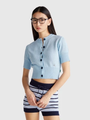 Benetton, Short Sleeve Cardigan, size S, Sky Blue, Women United Colors of Benetton