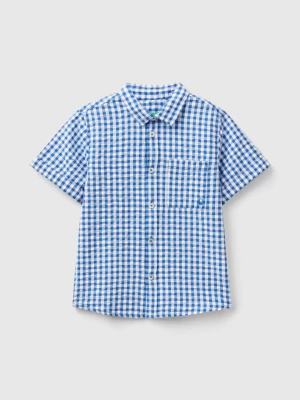 Benetton, Short Sleeve Check Shirt, size 104, Blue, Kids United Colors of Benetton