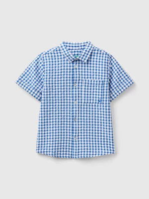 Benetton, Short Sleeve Check Shirt, size 82, Blue, Kids United Colors of Benetton