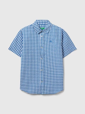 Benetton, Short Sleeve Check Shirt, size M, Blue, Kids United Colors of Benetton
