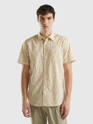 Benetton, Short Sleeve Patterned Shirt, size S, Beige, Men United Colors of Benetton