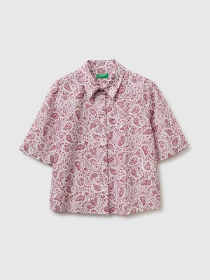 Benetton, Short Sleeve Patterned Shirt, Size: XS, Pink, Women United Colors of Benetton