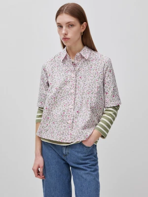 Benetton, Short Sleeve Patterned Shirt, Size: XS, Soft Pink, Women United Colors of Benetton