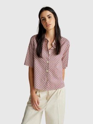 Benetton, Short Sleeve Patterned Shirt, size XXS, Multi-color, Women United Colors of Benetton