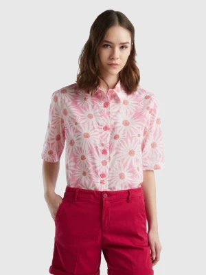 Benetton, Short Sleeve Patterned Shirt, size XXS, Pink, Women United Colors of Benetton