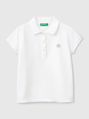 Benetton, Short Sleeve Polo In Cotton, Size: 116, White, Kids United Colors of Benetton