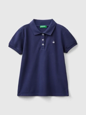 Benetton, Short Sleeve Polo In Cotton, size XL, Dark Blue, Kids United Colors of Benetton