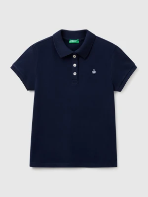 Benetton, Short Sleeve Polo In Cotton, size XL, Dark Blue, Kids United Colors of Benetton