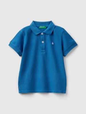 Benetton, Short Sleeve Polo In Organic Cotton, size 104, Blue, Kids United Colors of Benetton