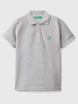 Benetton, Short Sleeve Polo In Organic Cotton, size 104, Light Gray, Kids United Colors of Benetton