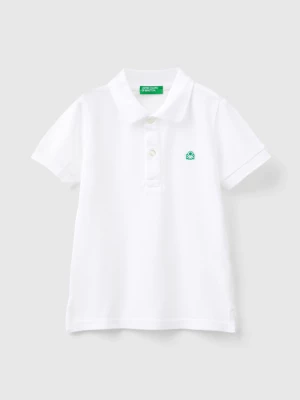 Benetton, Short Sleeve Polo In Organic Cotton, size 104, White, Kids United Colors of Benetton