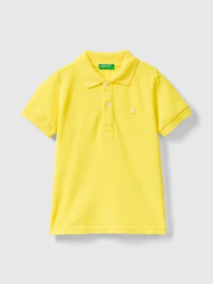 Benetton, Short Sleeve Polo In Organic Cotton, size 104, Yellow, Kids United Colors of Benetton