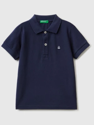 Benetton, Short Sleeve Polo In Organic Cotton, size 110, Dark Blue, Kids United Colors of Benetton