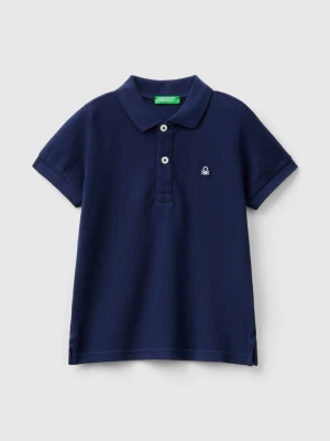 Benetton, Short Sleeve Polo In Organic Cotton, size 110, Dark Blue, Kids United Colors of Benetton