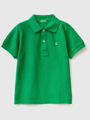Benetton, Short Sleeve Polo In Organic Cotton, size 110, Green, Kids United Colors of Benetton