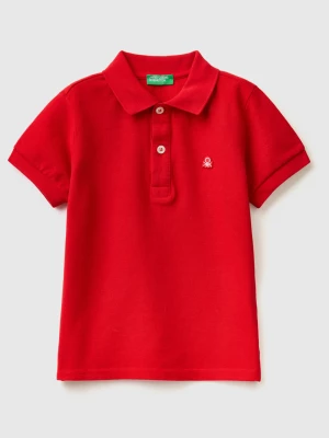 Benetton, Short Sleeve Polo In Organic Cotton, size 110, Red, Kids United Colors of Benetton