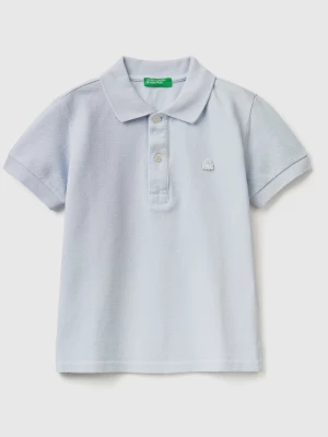 Benetton, Short Sleeve Polo In Organic Cotton, size 110, Sky Blue, Kids United Colors of Benetton