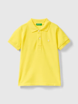 Benetton, Short Sleeve Polo In Organic Cotton, size 110, Yellow, Kids United Colors of Benetton