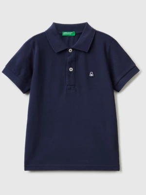 Benetton, Short Sleeve Polo In Organic Cotton, size 116, Dark Blue, Kids United Colors of Benetton