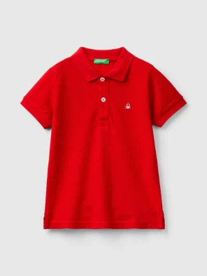 Benetton, Short Sleeve Polo In Organic Cotton, size 116, Red, Kids United Colors of Benetton