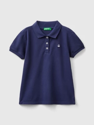 Benetton, Short Sleeve Polo In Organic Cotton, size 2XL, Dark Blue, Kids United Colors of Benetton