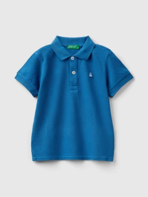 Benetton, Short Sleeve Polo In Organic Cotton, size 82, Blue, Kids United Colors of Benetton