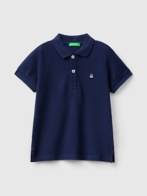 Benetton, Short Sleeve Polo In Organic Cotton, size 90, Dark Blue, Kids United Colors of Benetton