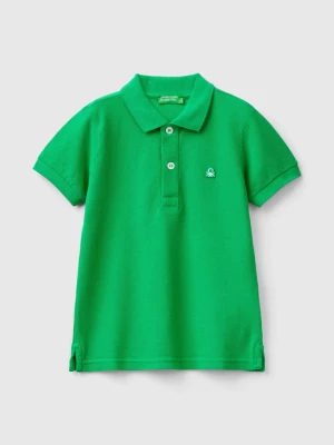 Benetton, Short Sleeve Polo In Organic Cotton, size 90, Green, Kids United Colors of Benetton