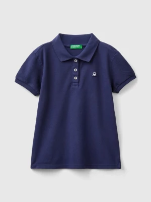 Benetton, Short Sleeve Polo In Organic Cotton, size L, Dark Blue, Kids United Colors of Benetton