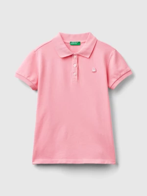 Benetton, Short Sleeve Polo In Organic Cotton, size L, Pink, Kids United Colors of Benetton