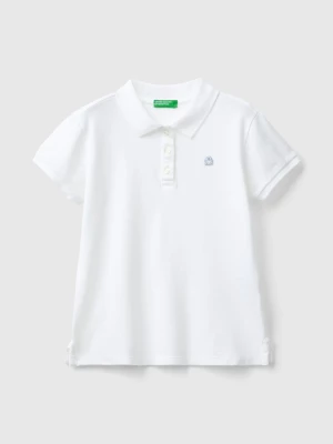 Benetton, Short Sleeve Polo In Organic Cotton, size M, White, Kids United Colors of Benetton