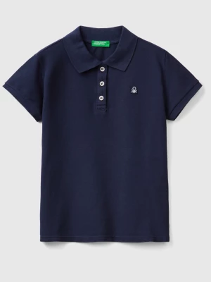 Benetton, Short Sleeve Polo In Organic Cotton, size S, Dark Blue, Kids United Colors of Benetton