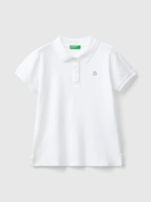 Benetton, Short Sleeve Polo In Organic Cotton, size S, White, Kids United Colors of Benetton