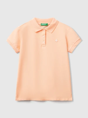 Benetton, Short Sleeve Polo In Cotton, size XL, Peach, Kids United Colors of Benetton
