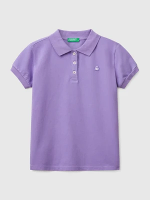 Benetton, Short Sleeve Polo In Cotton, size XL, Periwinkle, Kids United Colors of Benetton