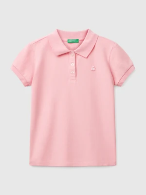 Benetton, Short Sleeve Polo In Cotton, size XL, Pink, Kids United Colors of Benetton
