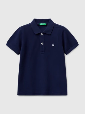 Benetton, Short Sleeve Polo In Pure Cotton, size 116, Dark Blue, Kids United Colors of Benetton