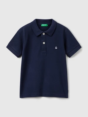Benetton, Short Sleeve Polo In Pure Cotton, size 116, Dark Blue, Kids United Colors of Benetton