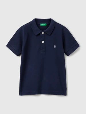 Benetton, Short Sleeve Polo In Pure Cotton, size 116, Dark Blue, Kids United Colors of Benetton