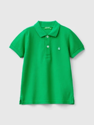 Benetton, Short Sleeve Polo In Pure Cotton, size 116, Green, Kids United Colors of Benetton