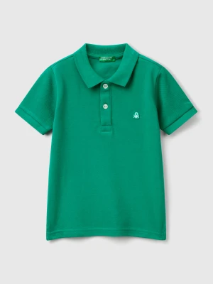 Benetton, Short Sleeve Polo In Pure Cotton, size 116, Green, Kids United Colors of Benetton