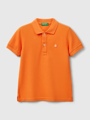 Benetton, Short Sleeve Polo In Pure Cotton, size 116, Orange, Kids United Colors of Benetton