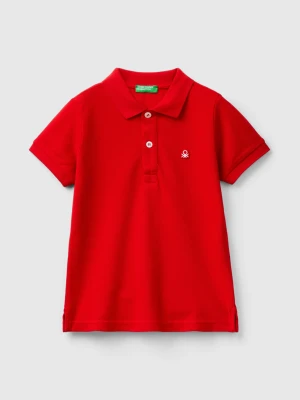 Benetton, Short Sleeve Polo In Pure Cotton, size 116, Red, Kids United Colors of Benetton