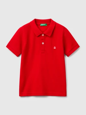 Benetton, Short Sleeve Polo In Pure Cotton, size 116, Red, Kids United Colors of Benetton