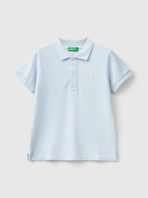 Benetton, Short Sleeve Polo In Pure Cotton, size 116, Sky Blue, Kids United Colors of Benetton