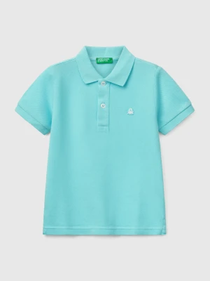 Benetton, Short Sleeve Polo In Pure Cotton, size 116, Turquoise, Kids United Colors of Benetton