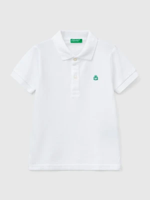 Benetton, Short Sleeve Polo In Pure Cotton, size 116, White, Kids United Colors of Benetton