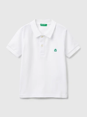 Benetton, Short Sleeve Polo In Pure Cotton, Size: 116, White, Kids United Colors of Benetton