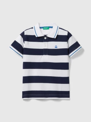 Benetton, Short Sleeve Polo With Stripes, size 110, Dark Blue, Kids United Colors of Benetton